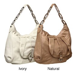 Sondra Roberts New York Leather Grommet Hobo