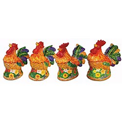 Morning Rooster Hand-painted Deluxe 4-piece Canister Set