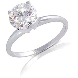 14k White Gold Round-cut Moissanite Solitaire Ring