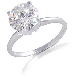 14k White Gold Round-cut Moissanite Solitaire Ring