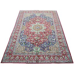 Persian Hand-knotted Tabriz Navy Wool Rug (10' x 16')