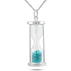 Sterling Silver 'Time in a Bottle' Aquamarine March Birthstone Necklace