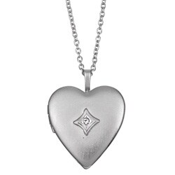 Sterling Silver 20-mm Cubic Zirconia Heart Locket Necklace