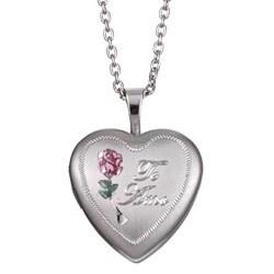 Silvertone Engraved 'Te Amo' 16-mm Heart Locket Necklace