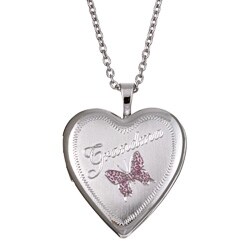 Silvertone Engraved 'Grandma' 20mm Heart Locket Necklace