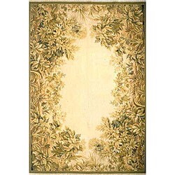 Hand-woven Forest Green Oriental Wool Rug (5'6 x 8'6)
