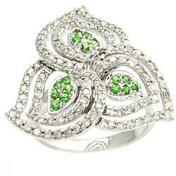 14k White Gold 3/4ct TDW Diamond and Tsavorite Ring (H-I, I1-I2)