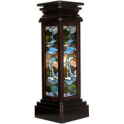 Stained Glass Waterfall Lit Pedestal