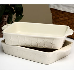 Signature Housewares Sorrento Ivory 13-inch Rectangular Bakers (Set of 2) online overstock coupons, overstock deals 24hrs