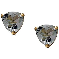 10k Yellow Gold 6-mm Trillion-cut Green Amethyst Stud Earrings