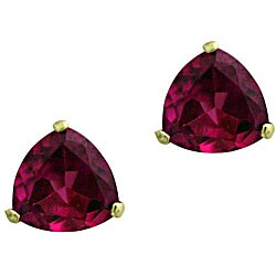 10k Yellow Gold Trillion-cut Pure Pink Topaz Stud Earrings