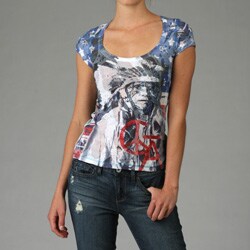 Christian Audigier Women's Star-N-Stripes Scoop Neck T-shirt