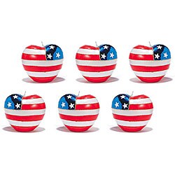 Patriotic Small Heart Shaped Candles (Set of 6)