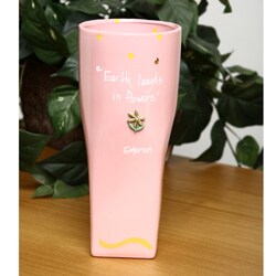 10-inch Hand-written 'Earth Laughs' Flower Vase