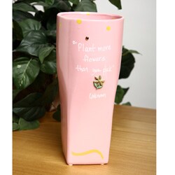 10-inch Hand-written 'Plant Flowers' Flower Vase