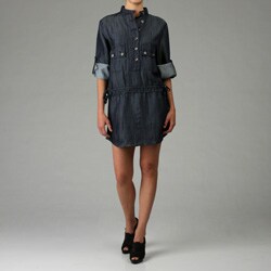 Kensie Denim Women's Cinched Waist Denim Tunic Dress
