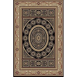 Aubusson Black Oriental Rug (9'3 x 12'6)