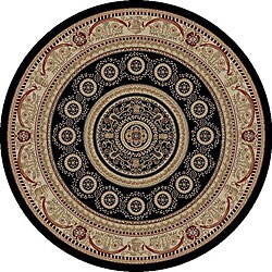 Aubusson Black Oriental Rug (5'3 Round)