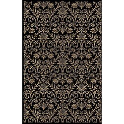 Damask Black Oriental Rug (2'7 x 4'1)