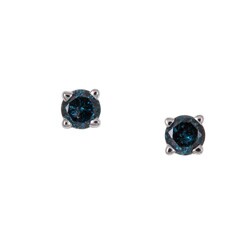 10k White Gold Blue Diamond Stud Earrings