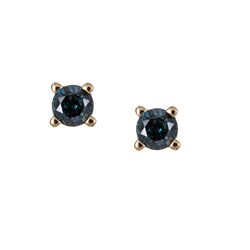 10k Yellow Gold Blue Diamond Stud Earrings