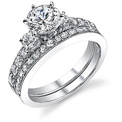 18k White Gold 1 1/2ct TDW Diamond Bridal Ring Set (H-I, SI1-SI3)