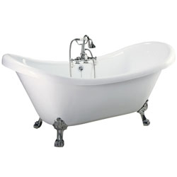 Classique White 67 Double-slipper Clawfoot Tub and Faucet