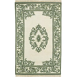 Hand-knotted Green Bengali Oriental Wool Rug (3'3 x 5'3)