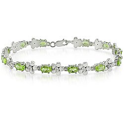 Sterling Silver Peridot and White Topaz Tennis Bracelet