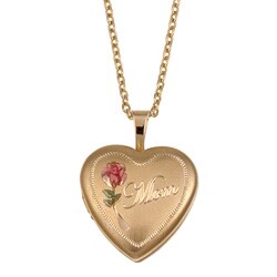 Goldtone Engraved 'Mom' Heart Locket Necklace
