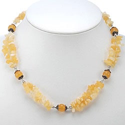 Silver Accent Golden Agate Necklace (Thailand)
