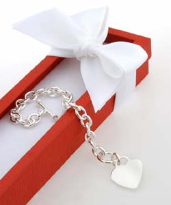 Sterling Silver 8-inch  Heart Toggle Bracelet