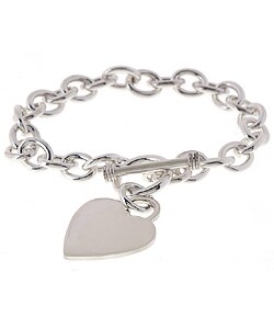 Sterling Silver Heart Toggle Bracelet