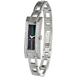 Gucci '110 G' Stainless Steel Diamond Women's Quartz Watch