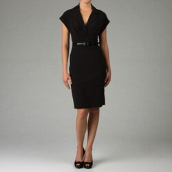 Donna Ricco Women's Short-sleeve Belted Shirtdress