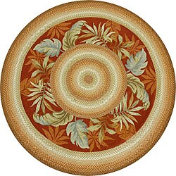 Hand-hooked Country Red Rug (7'10 Round)