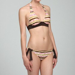Magic Bra Women's 2-piece Halter Top And Side Tie Bikini Swimsuit