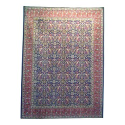 Persian Hand-knotted Semi-Antique Tabriz Navy Wool Rug (9'9 x 13'3)