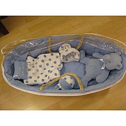 Blue Puff Moses Basket Set