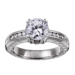 Tacori Platinum CZ and 1/4ct TDW Diamond Engraved Engagement Ring (G, VS)