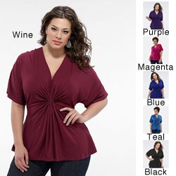 Kiyonna Women's Plus Size V-neck Gathered Top