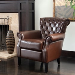 Franklin Brown Tufted Leather Club Chair