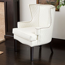 Roma White Leather Arm Chair