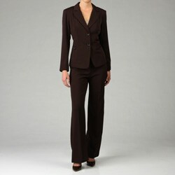 First  Lady Women's Brown 2-piece Pant Suit