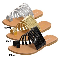 Bamboo by Journee Women's Strappy Toe-ring Sandals