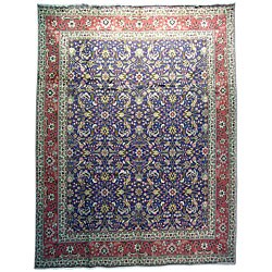 Persian Hand-knotted Tabriz Blue Wool Rug (9'10 x 12'8)