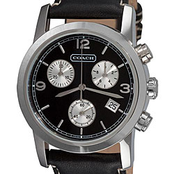 Coach Men's 'Bleecker' Black Leather Chronograph Watch