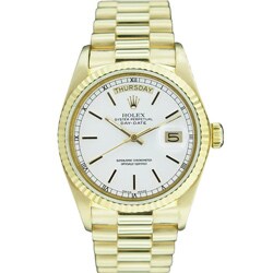 Pre-owned Rolex 18k Gold President Men's White Dial Watch