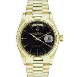 Pre-owned Rolex 18k Gold President Men's Black Dial Watch