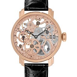 Akribos XXIV Men's Mechanical Skeleton Rose Goldtone Watch
